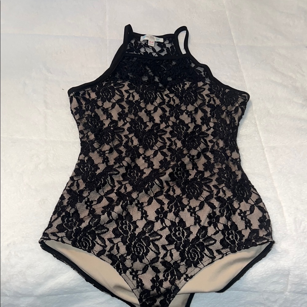 love, Fire Black Lace Bodysuit